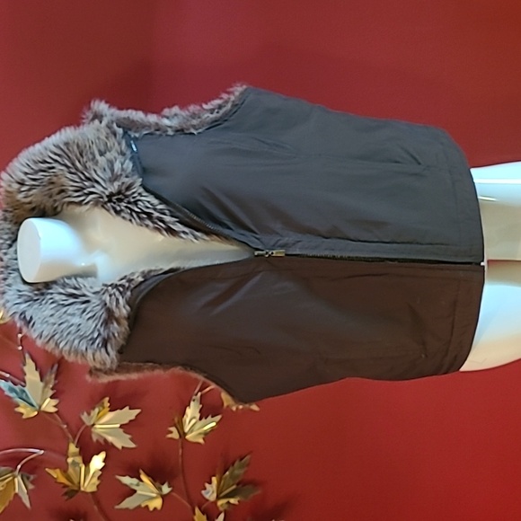 Faux Fur Reversible Vest with Pockets Brown Size XL Zip Up, Pockets - Picture 5 of 10